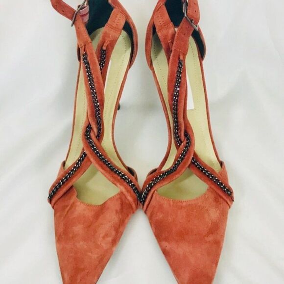 Calvin Klein Orange Strappy Chain 4 inch Heels Y - Picture 6 of 9